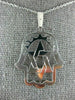 ESTATE LARGE 14KT WHITE GOLD CLASSIC STAR OF DAVID HAMSA FLOATING PENDANT #2734