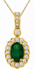 .95CT DIAMOND & AAA EMERALD 14K YELLOW GOLD OVAL & ROUND FLOWER FLOATING PENDANT