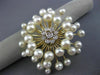 ESTATE LARGE .18CT DIAMOND & AAA SOUTH SEA PEARL 14KT YELLOW GOLD FLOWER BROOCH