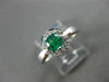 ESTATE .52CT DIAMOND & AAA EMERALD 14KT WHITE GOLD FLOWER ENGAGEMENT RING #15109