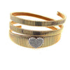 EXTRA LARGE .71CT DIAMOND 18K 2 TONE GOLD HEART CRISS CROSS CUFF BANGLE BRACELET