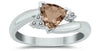 ESTATE 1.08CT DIAMOND & AAA SMOKY TOPAZ 14K WHITE GOLD TRILLION & ROUND FUN RING