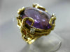 ANTIQUE LARGE 30.16CT DIAMOND & AMETHYST 14K YELLOW GOLD HANDCRAFTED NUGGET RING