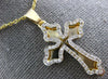 LARGE .42CT DIAMOND 14K YELLOW GOLD CLASSIC FILIGREE DOUBLE PLATED CROSS PENDANT