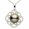 ESTATE .73CT DIAMOND & AAA TAHITIAN 18KT WHITE GOLD DOUBLE INTERTWINING PENDANT