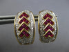 LARGE 1.66CT DIAMOND & AAA RUBY 14KT 2 TONE GOLD CLIP ON HANGING EARRINGS #28040