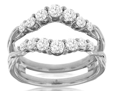 .92CT DIAMOND 14K WHITE GOLD ROUND SHARED PRONG V SHAPE WEDDING ANNIVERSARY RING
