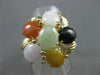 ESTATE WIDE 10.0CT JADE AMBER ONYX & CARNELIAN 14KT YELLOW GOLD FLOWER RING 2775