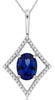 1.45CT DIAMOND & AAA TANZANITE 14KT WHITE GOLD OVAL & ROUND GEOMETRICAL PENDANT