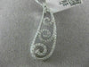 ESTATE LARGE .66CT DIAMOND 18KT WHITE GOLD GRADUATING FLEUR DE LIS WAVE PENDANT