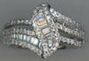 ESTATE .77CT DIAMOND 18KT WHITE GOLD 3D ROUND & BAGUETTE MULTI ROW LEAF RING