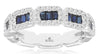 1.27CT DIAMOND & AAA SAPPHIRE 14KT WHITE GOLD EMERALD CUT & ROUND WEDDING RING