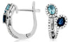.95CT DIAMOND & AAA SAPPHIRE & AQUAMARINE 14KT WHITE GOLD DOUBLE FLOWER EARRINGS