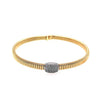 .28CT DIAMOND 18KT 2 TONE GOLD SQUARE PAVE SNAKE FLEXIBLE CUFF BANGLE BRACELET