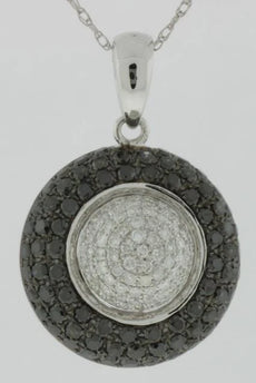 1.48CT WHITE & BLACK DIAMOND 14KT WHITE GOLD MULTI CIRCULAR FUN FLOATING PENDANT