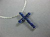 ESTATE SMALL .49CT AAA SAPPHIRE 18KT WHITE GOLD 3D CLASSIC CROSS PENDANT