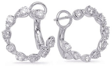 .77CT DIAMOND 14KT WHITE GOLD 3D ROUND PEAR SHAPE SIDEWAYS HOOP CLIP ON EARRINGS