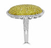 EXTRA LARGE 2.11CT WHITE & FANCY YELLOW DIAMOND 18KT WHITE GOLD OVAL PAVE RING
