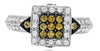 .75CT DIAMOND & AAA YELLOW SAPPHIRE 14K WHITE GOLD ROUND CLUSTER FRIENDSHIP RING