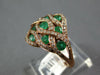 ESTATE WIDE 1.21CT DIAMOND & AAA EMERALD 14KT ROSE GOLD INFINITY FLOWER FUN RING