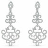 ESTATE LARGE 3.75CT DIAMOND 18KT WHITE GOLD OPEN FILIGREE FLUER DE LIS EARRINGS