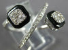 ESTATE WIDE .51CT DIAMOND & BLACK ENAMEL 14KT WHITE GOLD DOUBLE SQUARE FUN RING
