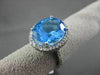 ANTIQUE LARGE 7.28CTW DIAMOND & AAA BLUE TOPAZ 14KT WHITE GOLD 3D OVAL FUN RING