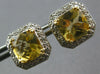 4.13CT DIAMOND & AAA CITRINE 14KT YELLOW GOLD 3D CUSHION OCTAGON STUD EARRINGS