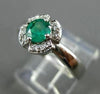 ESTATE .52CT DIAMOND & AAA EMERALD 14KT WHITE GOLD FLOWER ENGAGEMENT RING #15109