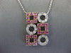 .55CT DIAMOND & AAA PINK SAPPHIRE 14KT WHITE GOLD 3D SQUARE & ROUND FUN NECKLACE