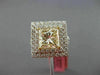 ESTATE LARGE GIA 3.86CT WHITE FANCY YELLOW DIAMOND 18K GOLD HALO ENGAGEMENT RING