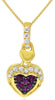 .14CT DIAMOND & AAA RUBY 14K YELLOW GOLD HEART SHAPE LOVE KNOT FLOATING PENDANT