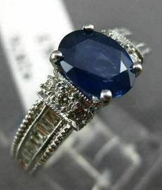 ESTATE 2.24CT DIAMOND & SAPPHIRE 14KT WHITE GOLD FILIGREE ENGAGEMENT RING #2876