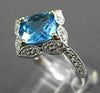 ESTATE 1.88CTW DIAMOND & AAA BLUE TOPAZ 14KT TWO TONE GOLD STAR FILIGREE RING