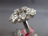 ESTATE EXTRA LARGE 5.50CT DIAMOND 18KT WHITE GOLD 3D FLOWER SQUARE COCKTAIL RING