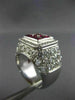 ESTATE LARGE 4.65CT DIAMOND & AAA RUBY 18KT WHITE GOLD 3D SQUARE INVISIBLE RING