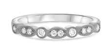 ESTATE .17CT DIAMOND 14KT WHITE GOLD ROUND & MARQUISE FILIGREE ANNIVERSARY RING