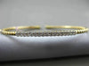 ESTATE .17CT DIAMOND 14K WHITE & YELLOW GOLD 3D CLASSIC FLEXIBLE BANGLE BRACELET
