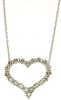 ESTATE 1CT DIAMOND 14K WHITE GOLD 3D ROUND SHARED PRONG OPEN HEART LOVE NECKLACE