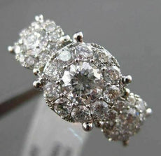 ANTIQUE LARGE 1.50CT DIAMOND 14KT WHITE GOLD CLUSTER FRIENDSHIP PROMISE RING