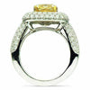 ESTATE LARGE 4.82CT WHITE & FANCY YELLOW DIAMOND 18KT WHITE GOLD ENGAGEMENT RING
