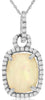 3.15CT DIAMOND & AAA OPAL 14KT WHITE GOLD 3D CUSHION & ROUND SQUARE HALO PENDANT