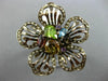 ESTATE LARGE 3.80CT DIAMOND & MULTI COLOR GEM 14K WHITE & BLACK GOLD FLOWER RING