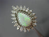 ANTIQUE LARGE 3.45CT OLD MINE DIAMOND & OPAL 14KT WHITE GOLD TEAR DROP RING #820