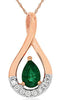 .44CT DIAMOND & AAA EMERALD 14KT ROSE GOLD PEAR SHAPE & ROUND FLOATING PENDANT