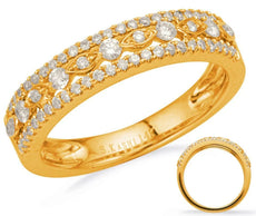 .35CT DIAMOND 14KT YELLOW GOLD 3D 3 ROW ROUND & MARQUISE SHAPE ANNIVERSARY RING