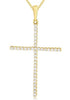 .21CT DIAMOND 14KT YELLOW GOLD ROUND CLASSIC SHARED PRONG CROSS FLOATING PENDANT
