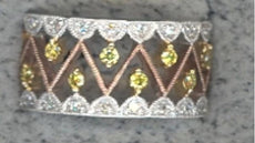 .31CT WHITE & FANCY YELLOW DIAMOND 14KT WHITE & ROSE GOLD 3D OPEN FILIGREE RING