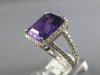 LARGE 6.22CT DIAMOND & AAA AMETHYST 14K WHITE GOLD EMERALD CUT & ROUND HALO RING