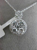 ESTATE LARGE 1.26CT DIAMOND 18KT WHITE GOLD CLUSTER HALO FLOWER FLOATING PENDANT